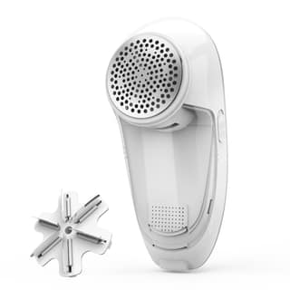 KKK Retailers Rechargeable Lint Remover Six Blade Design Fabric Shaver for Clothes USB Charging Port Supports Cordless Use for Woolen Clothes Blankets Sofas Curtains White Single pc