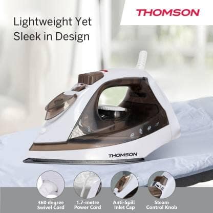 Thomson Deluxe Plus 1600 W Steam Iron (Brown and White)#JustHere view 2