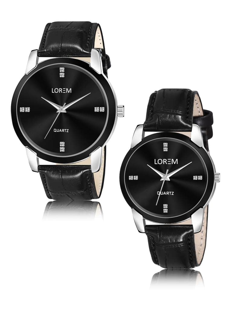 Black Stylish Dial Analog Watch for Lovely Couple LR96-LR343 view 2