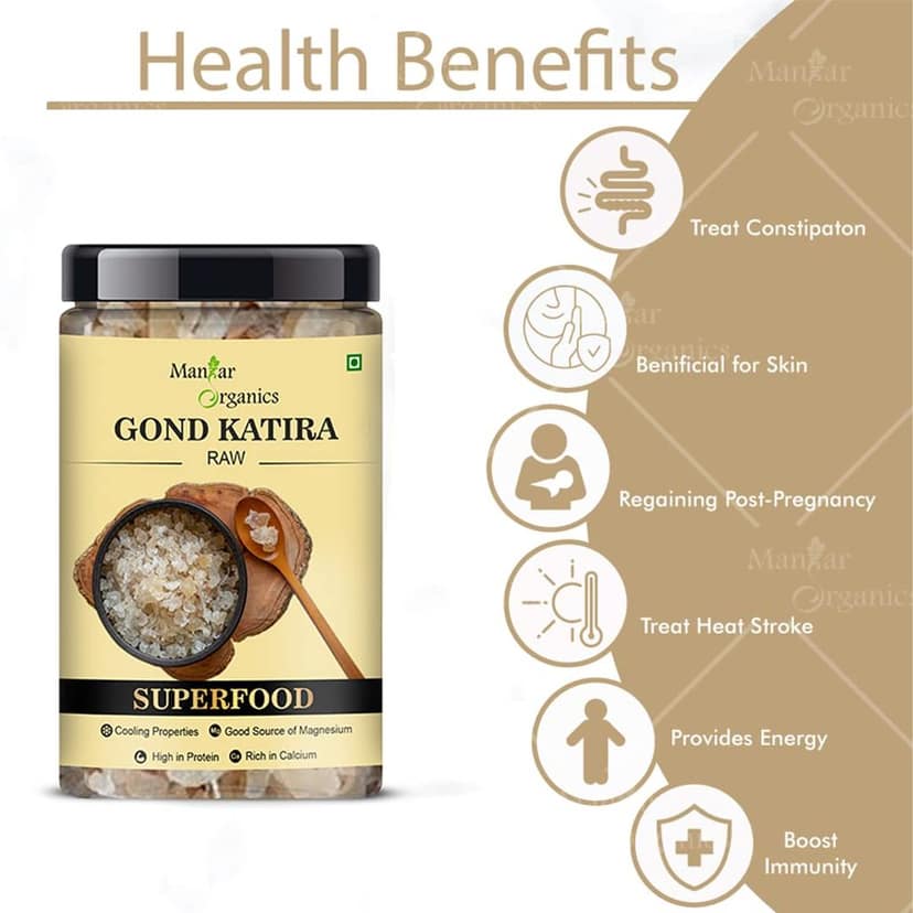 ManHar Organics 100% Pure Gond Katira (Edible Gum) 550gm jar- Tragacanth Gum| Pure Organic view 2