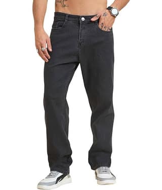 AngelFab Relaxed Clean Look Men's Jeans - Black ( Pack of 1 )