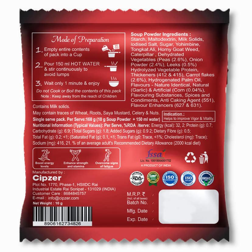 Cipzer Wild Horse Plus Mixed Vegetable Wellness Soup | Energy, Stamina & Daily Strength Support | Herbal & Vegetable Based Nutrition | 10g Sachet view 2