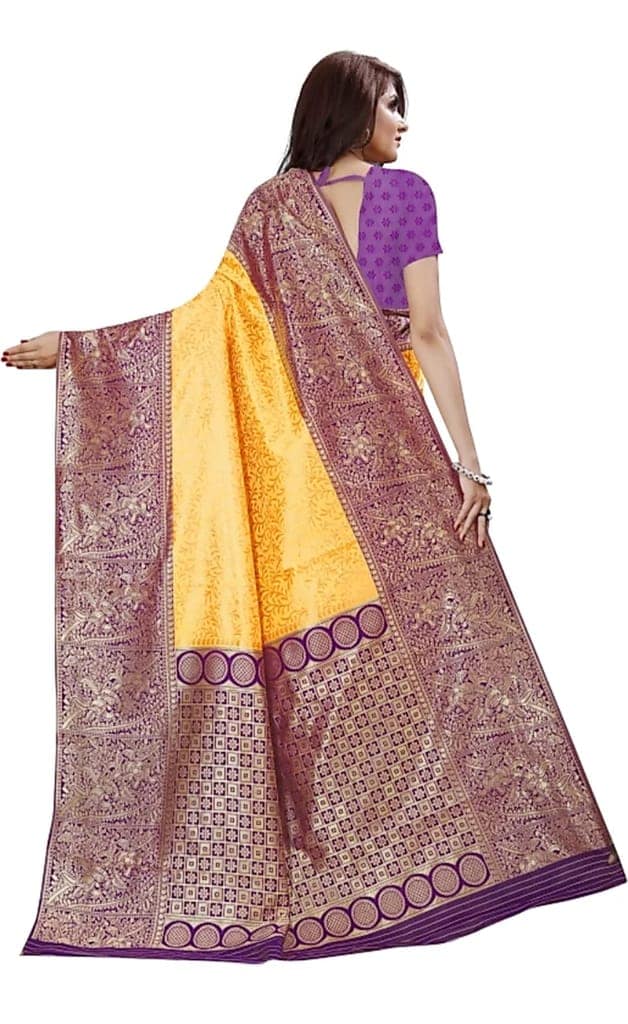 ATTIRIS Women Zari Silk Woven Saree with Blouse Piece(0.8m) view 2