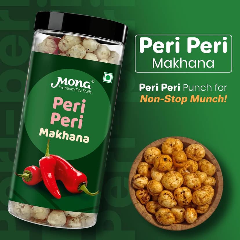 Mona Premium Peri Peri Makhana Roasted Fox Nuts - Spicy & Healthy Snack view 2