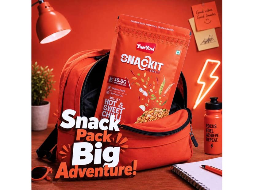 YUM YUM Snackit 8 India 1 80g Millet High Protein & High Fiber Hot & Sweet Chilli Namkeen - 80g view 2