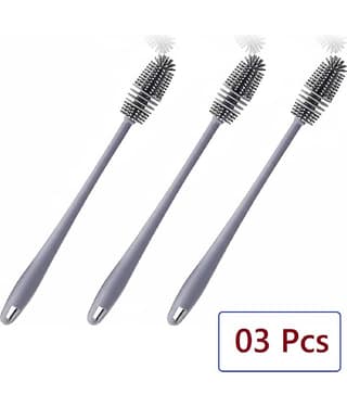 Bottle Cleaning Brush Silicone Long Handle for Baby Bottle, Water Bottle, Containers, Vase and Glass, Bottle Cleaner for Home and Kitchen Accessories Item Products 03 Pcs