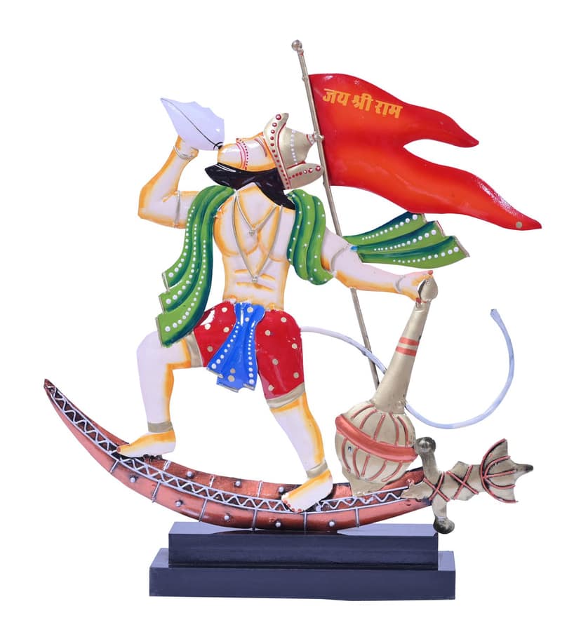 Warriors Lord Veer Balaji with Shankh Perfect for Pooja Room Entrance, Living Room and Table Decorative Showpiece view 2