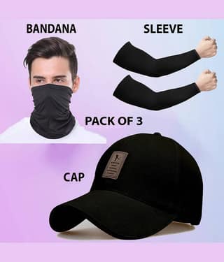 Bolax Pack of 3 Cotton Men's Cap ( Black )