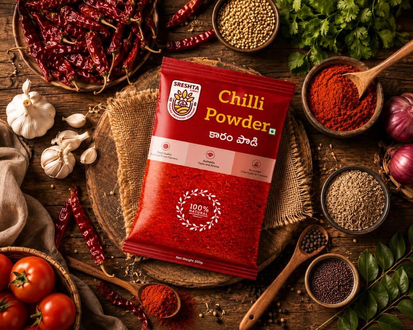 Sreshta Farms Pure Chilli Powder - 200gm view 2