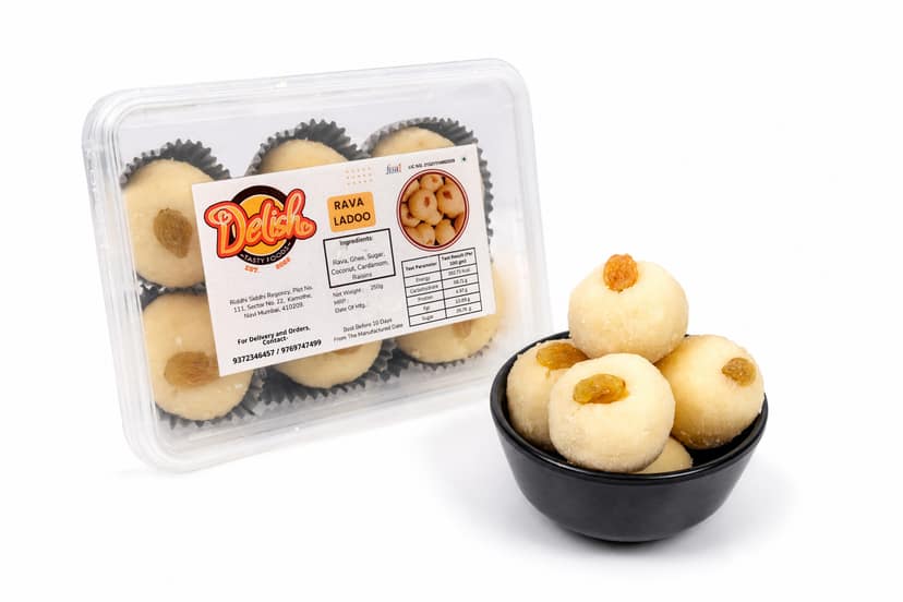 Traditional Rava Ladoo Made with Semolina for Festive Celebrations and Gifting view 2