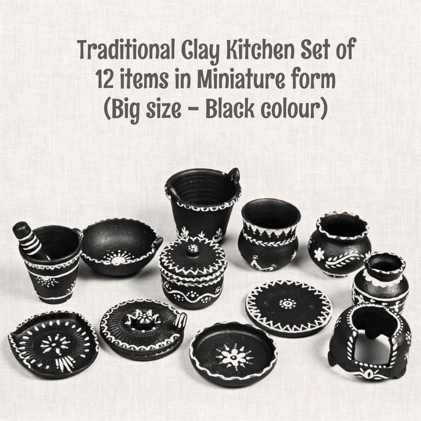 Toy Antiqua Clay Miniature Black (Big Size) Premium Handcrafted Miniature Toy view 2