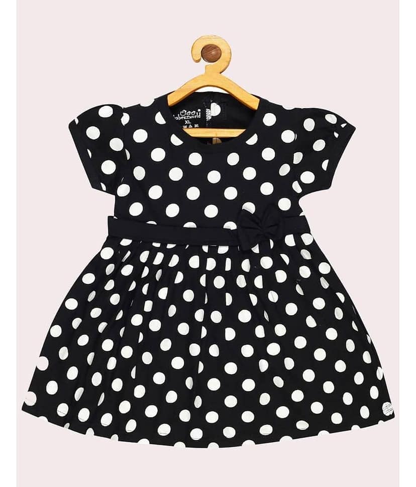 Babeezworld Cotton Frock For Girls ( Pack of 1 , Black )