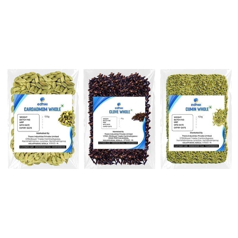 EDHWI Combo - Clove (25g), Cardamom (100g), Cumin (100g) � Premium Spice Trio for Cooking & Flavoring