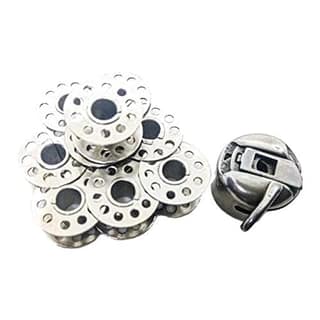 Nawani Pack of 10 Metal bobbins for Sewing Machine and 1 Bobbin case.