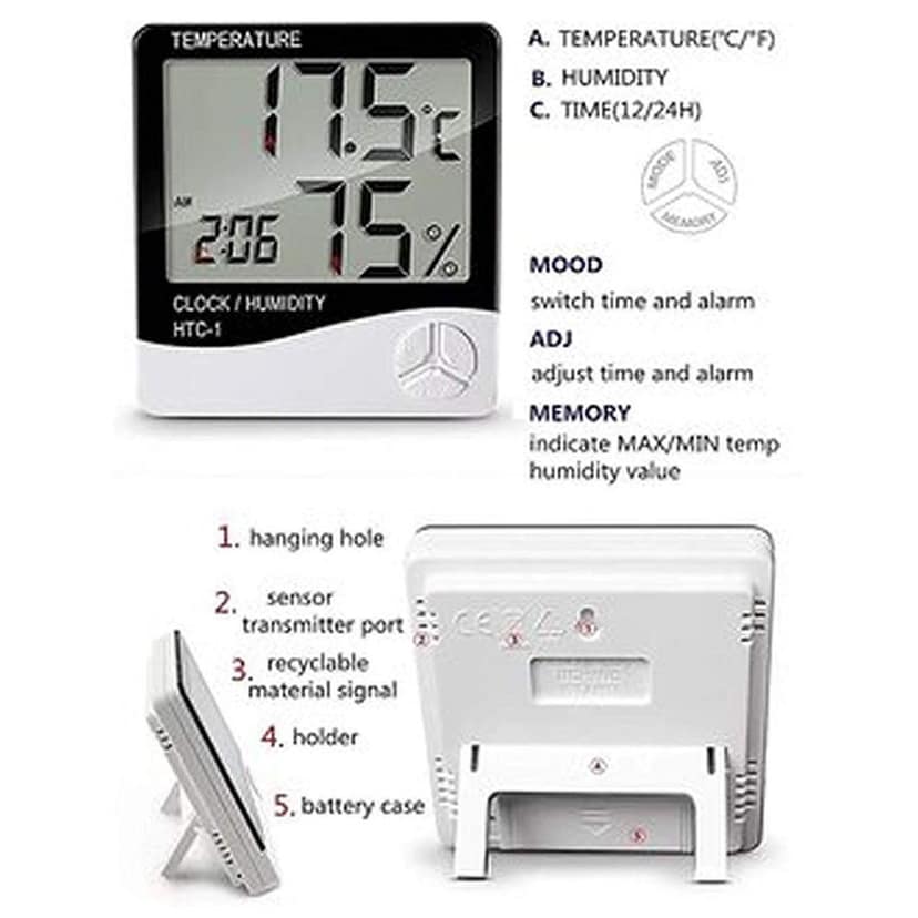 HTC Instrument 103-CTH Digital Indoor Hygrometer Thermometer with Clock by Supreme Traders Supertronics1989 view 2