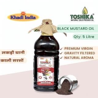 Toshika Black Mustard Oil (5 Litres) - 5 L - One 5 litre plastic bottle
