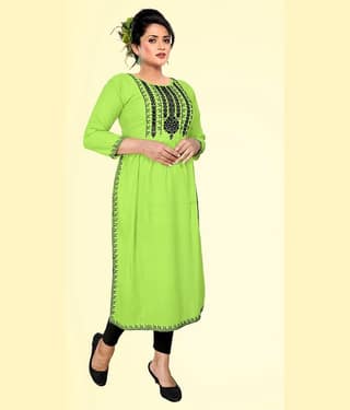 haya fashion - Lime Green Rayon Women's Straight Kurti ( Pack of 1 )
