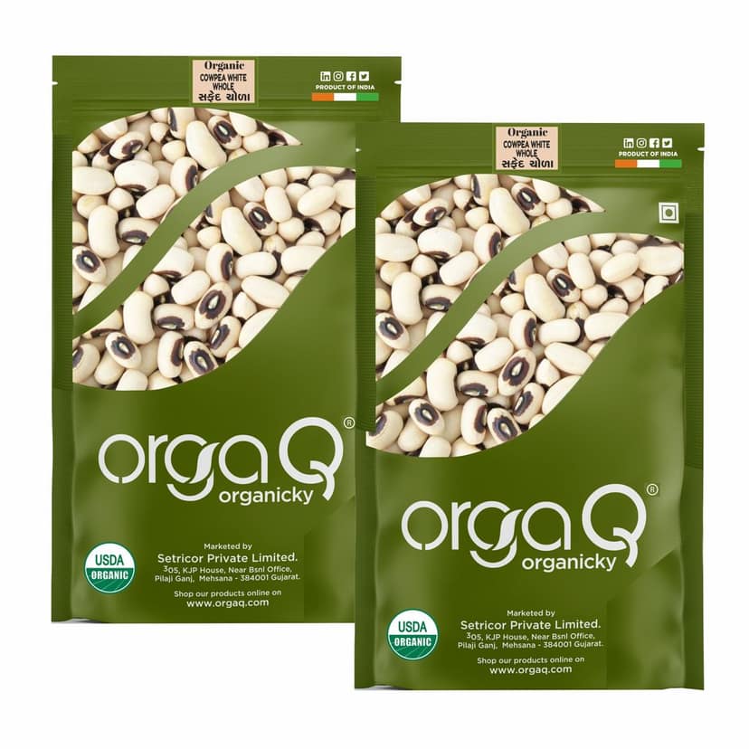 OrgaQ Organicky Organic Cowpea White/Lobia/Chola Whole Beans