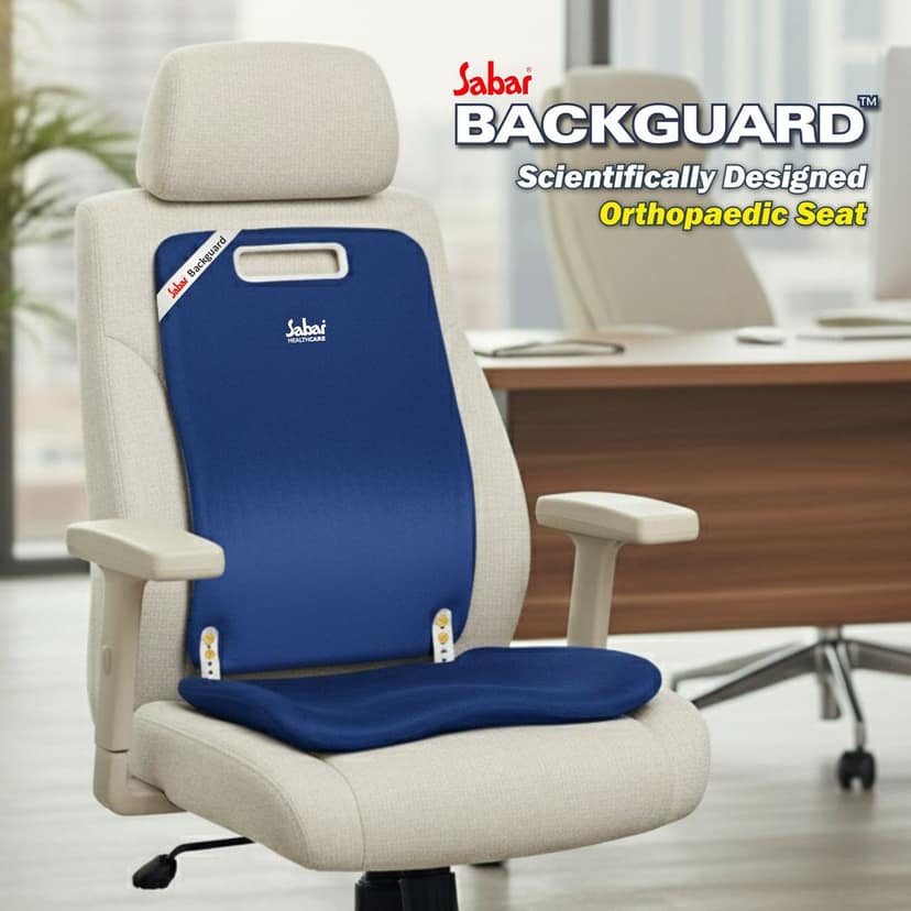 Sabar Orthopaedic Lumbar Back Support Add-on for Office Chair & Car Seat BACKGUARD 3090 XC | Adjustable Backrest with Pelvic Stabilization (Blue) view 2