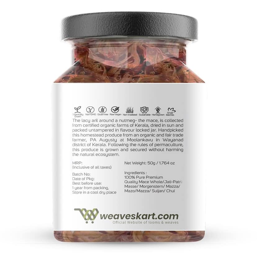 Premium Quality Single Origin Mace Whole (Jati- patri) – 50 gm (glass jar) view 2