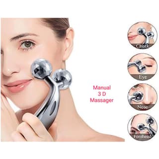Qawvler Manual 3D Massager Roller 360 Rotate Face Full Body Shape for Skin Lifting Wrinkle Remover Massager Pack of 1 (Silver)