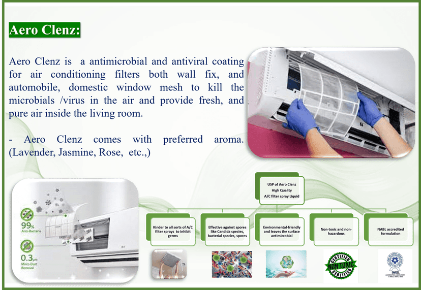 Aero Clenz 200ml - AirConditioner Filter Coating Spray | Split AC, Domestic Air conditioner, HVAC, automobile AC | Anti microbial & Anti viral | Makes the room or space free from viruses view 2