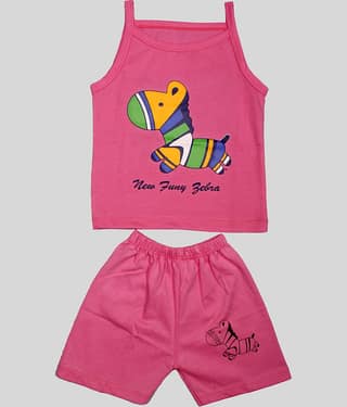 TRITI Pack of 1 Girls Cotton Top With Shorts ( Blue )