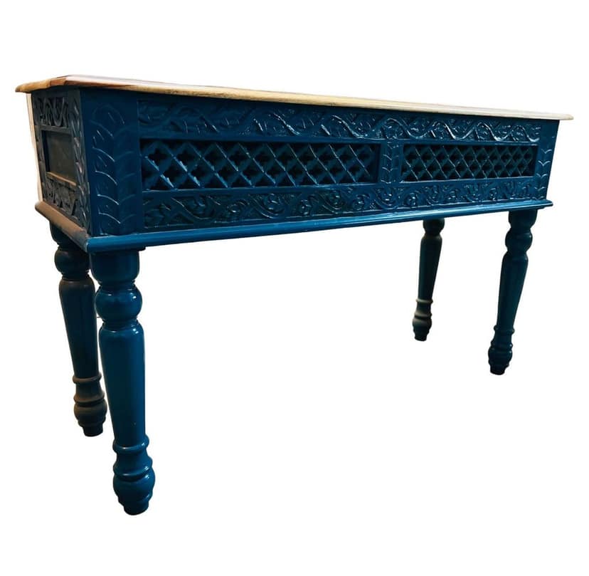Solid Sheesham Wood Console Table for Living room/for hall with greens Finish view 2