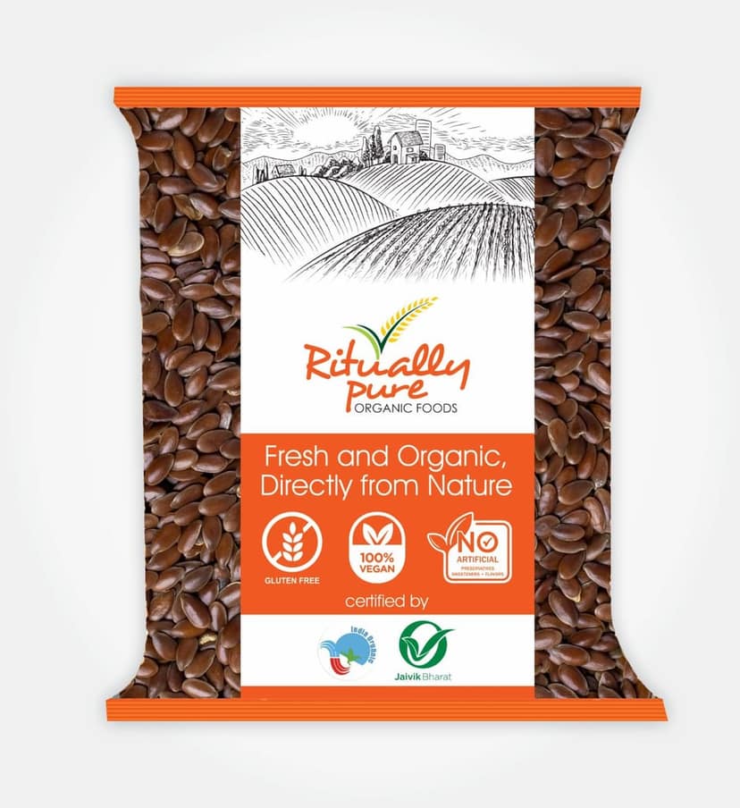 Ritually Pure 100% Organic | Flax (alsi) Seeds | 500 Gm Each | Pack of 2 | 1 Kg Pack view 2