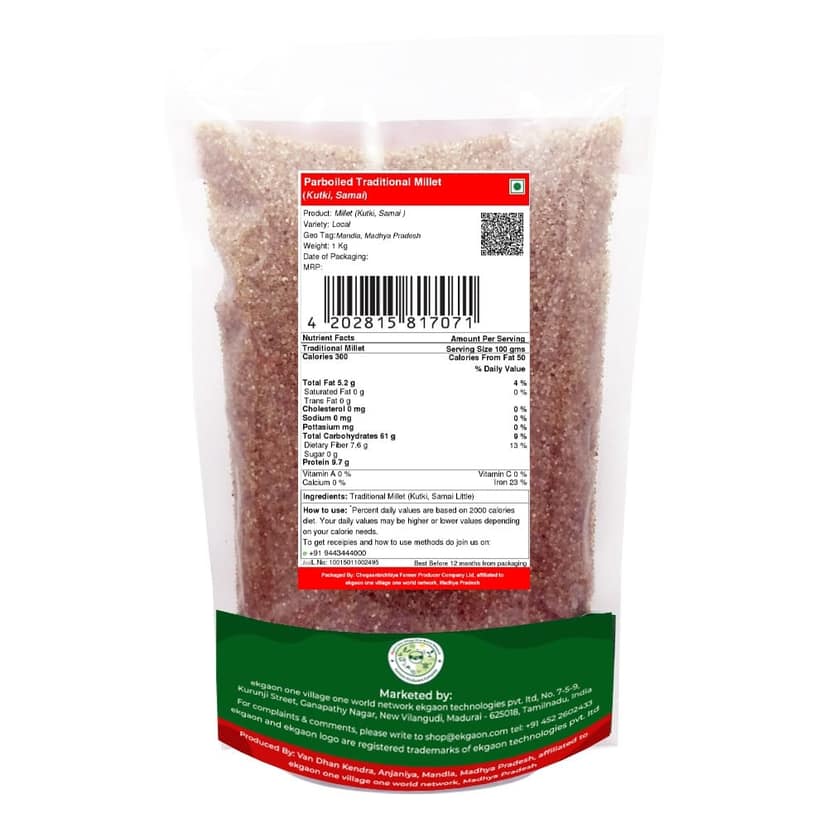 Parboiled Traditional Millet (Kutki, Samai - Little) 1kg view 2