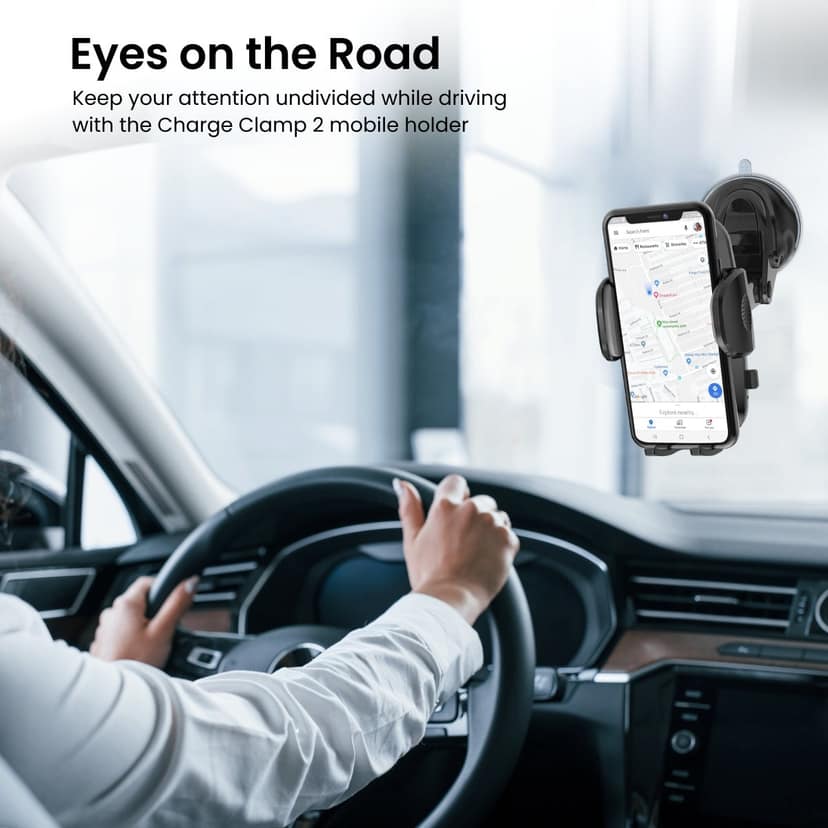 Portronics Charge Clamp 2 Mobile Mount, Type-C, 360 Rotation, Sturdy Build, LED Display view 2