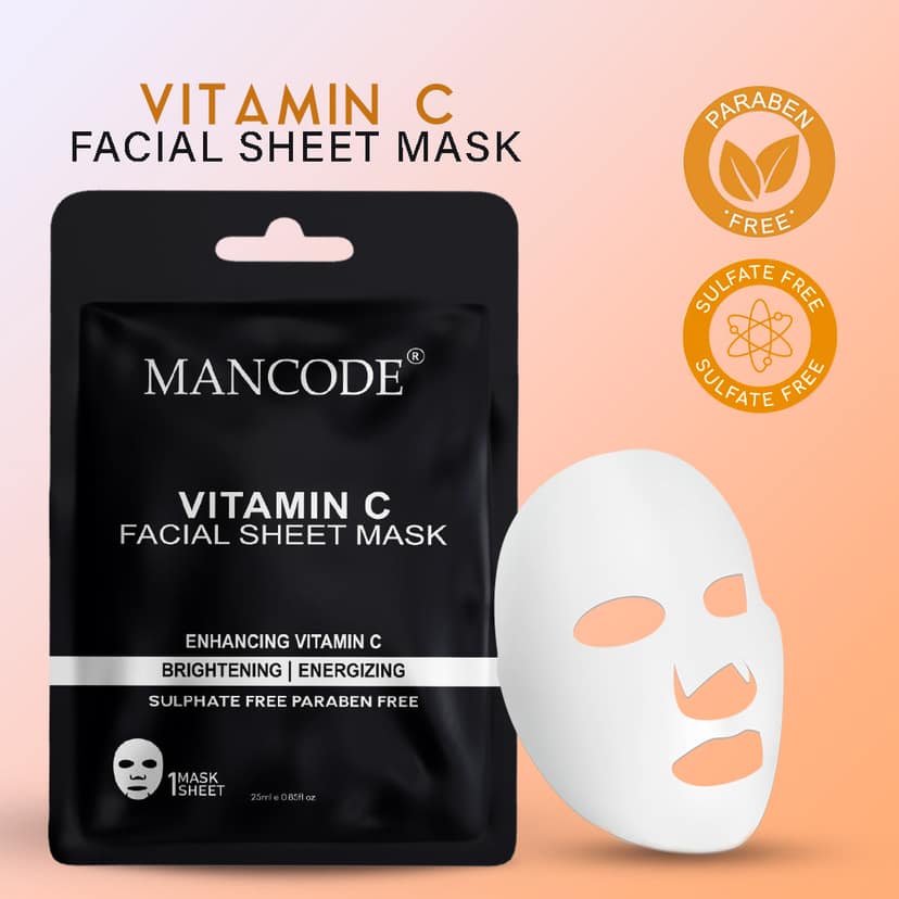 Vitamin C Facial Sheet Mask Pack of 3 | Brightening, Hydrating & Skin Glow Boosting Face Masks view 2