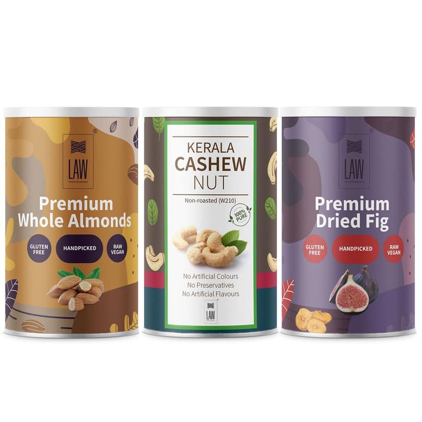 Gift Pack of premium quality dry fruits | Cashews, Mamra Almonds, Dried Figs | 250 gm each view 2