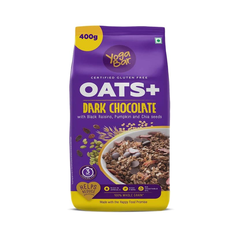 Yogabar Dark Chocolate Oats Gluten Free Whole Oatmeal for Breakfast Healthy Breakfast Cereal with High Protein Oats Healthy Dessert Pudding Yogabar Dark Chocolate Oats 1kg | Wholegrain | Reduces Cholesterol | Healthy Breakfast Cereal Gluten Free Oats Hig view 2