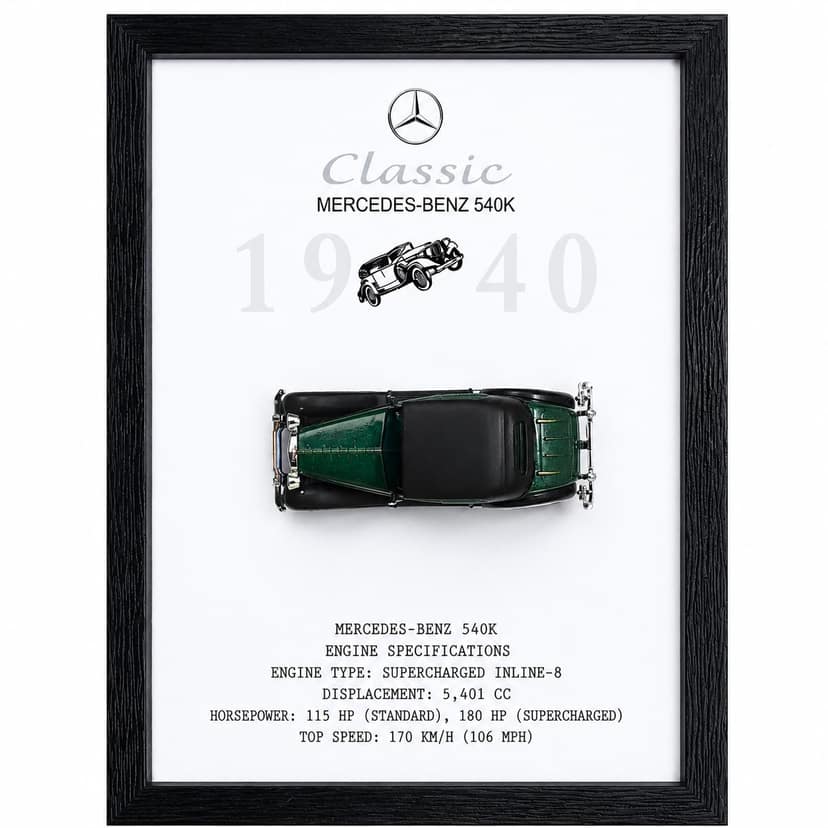 Mercedes Benz 540 Diecast Car Wall Frame01