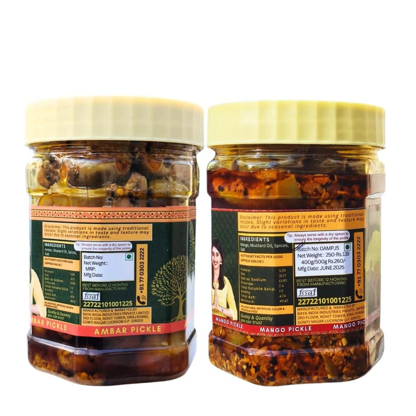 Baya India Combo | Ambar 350g + Mango Chatpata 350g | Traditional Indian Homemade Recipe | Authentic Spicy & Tangy Taste | No Added Preservatives view 2