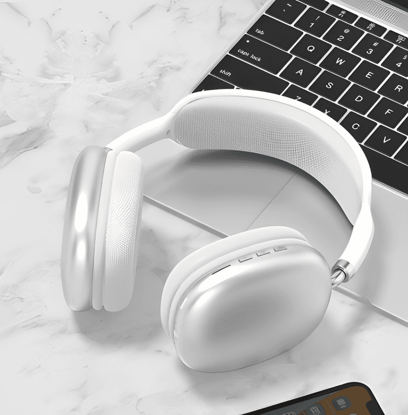P9 Wireless Bluetooth 5.0 Over-Ear Headphones with Mic | FM Radio, TF Card Slot, 3.5mm Jack | Headset for iPhone, Android, Gym, Office & Travel (White).