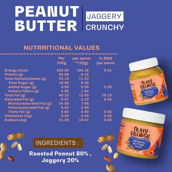 Nutty Village Jaggery Delight Crunchy Peanut Butter 325 g view 2