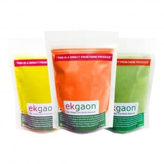 Natural Holi Colours - Yellow, Green, Orange (Pack Of Three) Each Pack 100gms