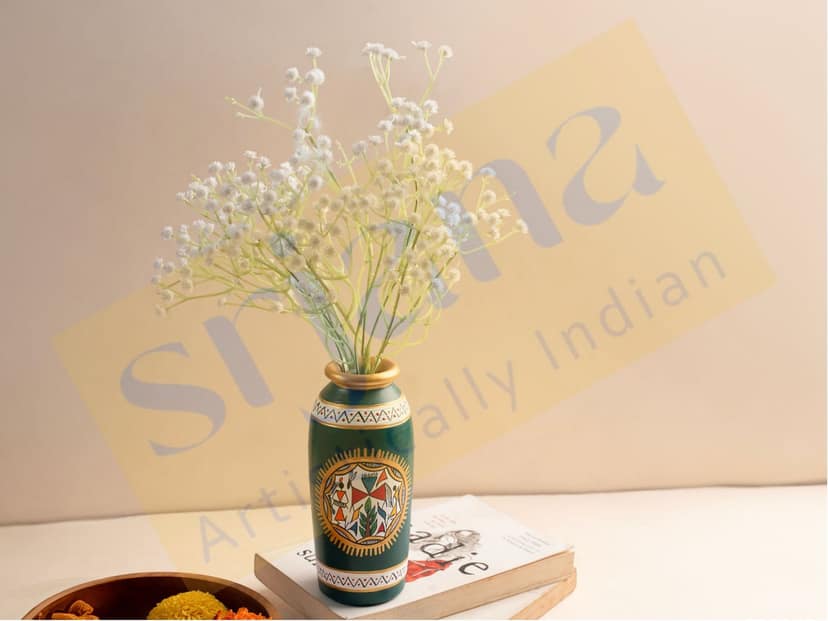 Srjana Terracotta Hand Painted Flower Vase Single pc
