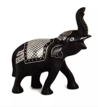 Bidri Art Elephant Figurine 6 Inch Zinc Copper Alloy
