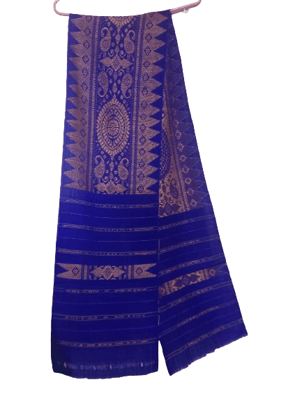 Aronai- Assamese Bodo Traditional Handwoven Ethnic Dress (MUFFLER/SCARF) Color : Blue view 2