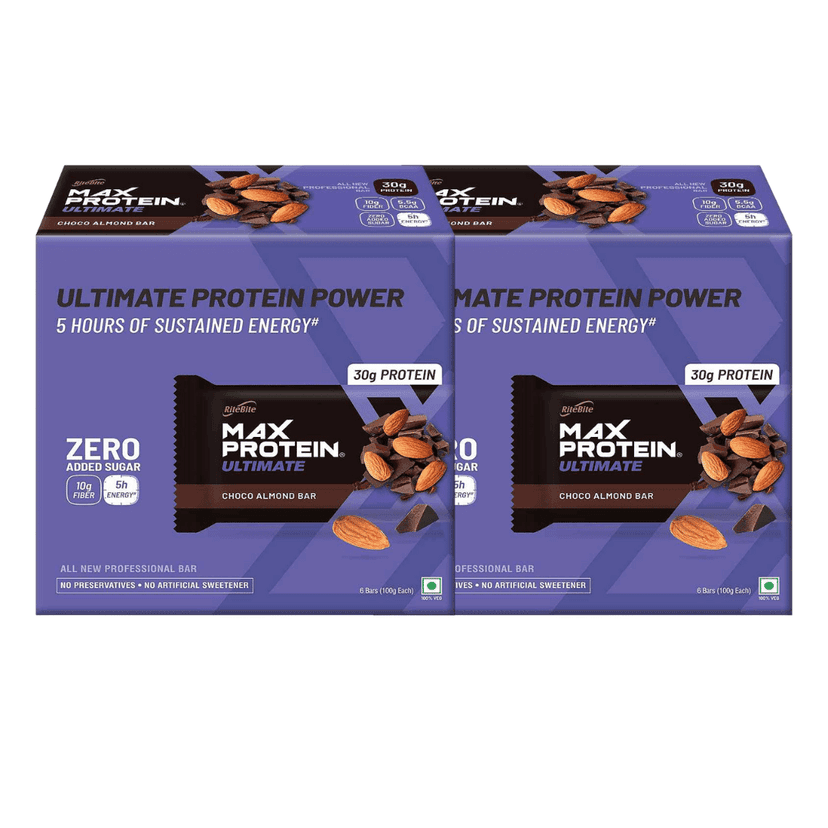 RiteBite Max Protein Ultimate Choco Almond RiteBite Max Protein Ultimate Choco Almond | 6 Bars | 600 g | Pack of 2 view 2