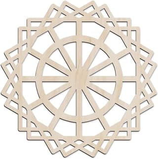 Haoser Mandala Wooden Wall Art, Traditional Star Ornament Polygonal Details, Birch Wood Plywood Rustic Wall Art Accent for Hallway Bedroom Living Room Cafes and Offices (Mandala Design-12_30CM)