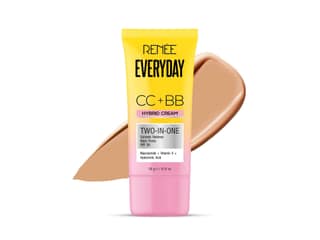 RENEE Everyday CC + BB Hybrid Cream With SPF 20, Corrects Redness, Blurs Pores, Refines Skin Tone, Hydrates Skin, With Hyaluronic Acid & Niacinamide, Lightweight, Buildable Coverage, 20 g - Almond Creme