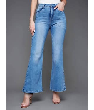 Miss Chase - Light Blue Denim Wide Leg Women's Jeans ( Pack of 1 )