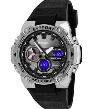 Harbor Black PU Analog-Digital Men's Watch