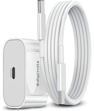 Digimate iPhone 20W PD Charger with Type-C to Type-C Cable Compatible for iPhone 14/15/16/17/Pro/Max (DG-ADP-1004, White)
