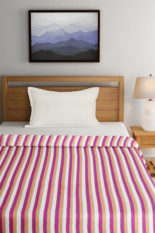 APCO Handloom Cotton Bedsheet | Single Size Bedsheet | Pure Handloom Cotton Bedsheets | All Season Comfort | Handmade Handloom Bedsheet 72 x 48 Inches | TC 80 | PB0007
