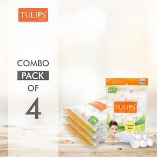 Tulips Nail Polish Remover, White Cotton Ball 50 Pcs in a Ziplock Bag (Pack of 4)